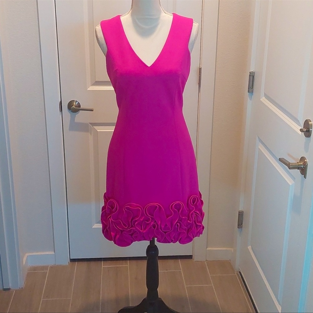 Donna Rico Fuchsia Ruffled Hem Trendy Dress
